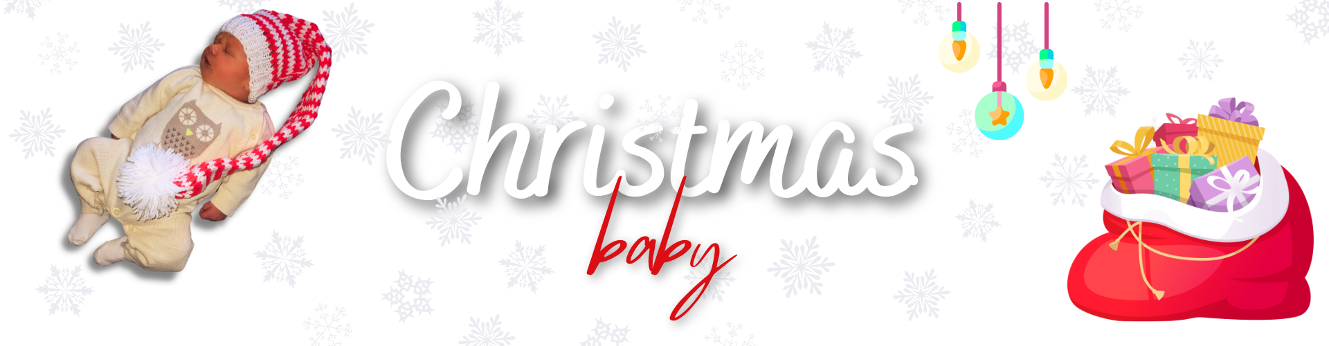 Christmas newborn baby in a Santa hat and presents 