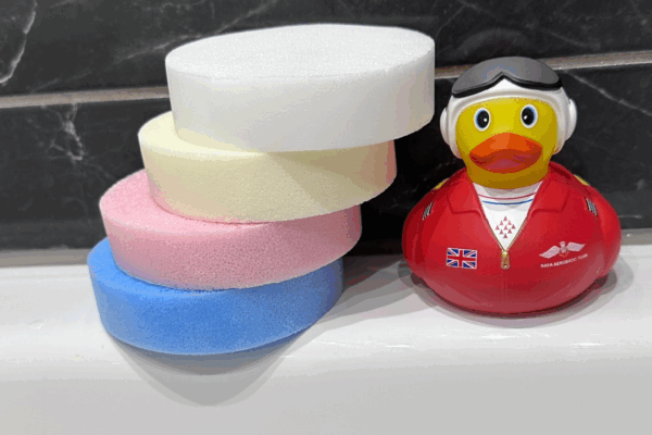 Different colours of Ramer Sponge and rubber ducky